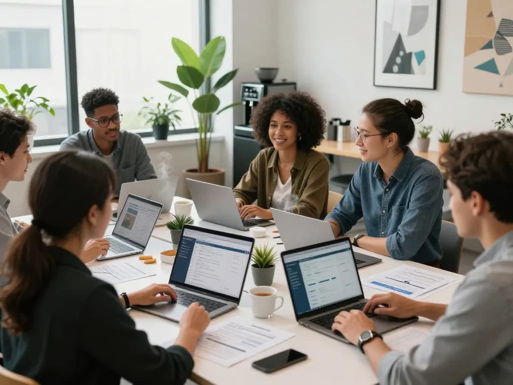 CuminPay offers an innovative US Bank Account solution in a modern workspace, showcasing diverse professionals collaborating.