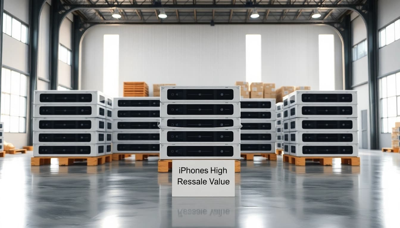 Showcase of Liquidation iPhone Pallets for Sale – 20 Units (High Resale Value) in a professional warehouse setting.
