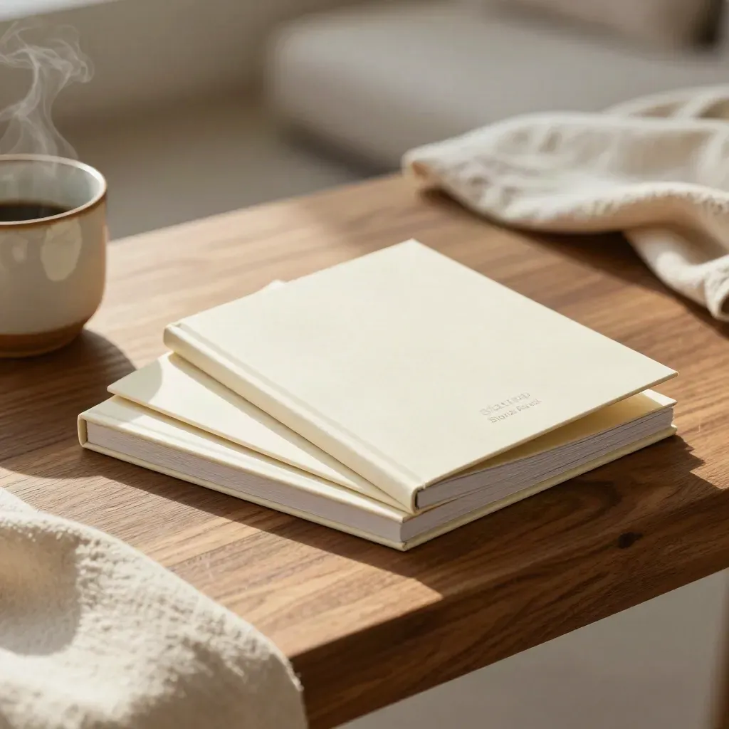 Startup Signal Pack briefing bundle on a brushed oak bench with a cup, cloth, and warm window light