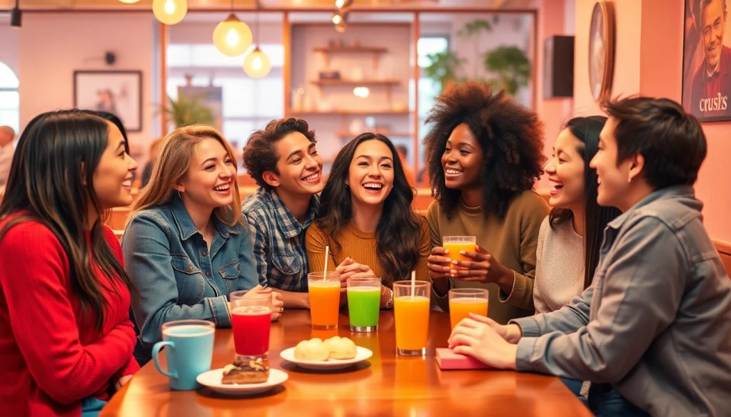 Friends enjoying a cozy café moment while discussing their crush on someone.
