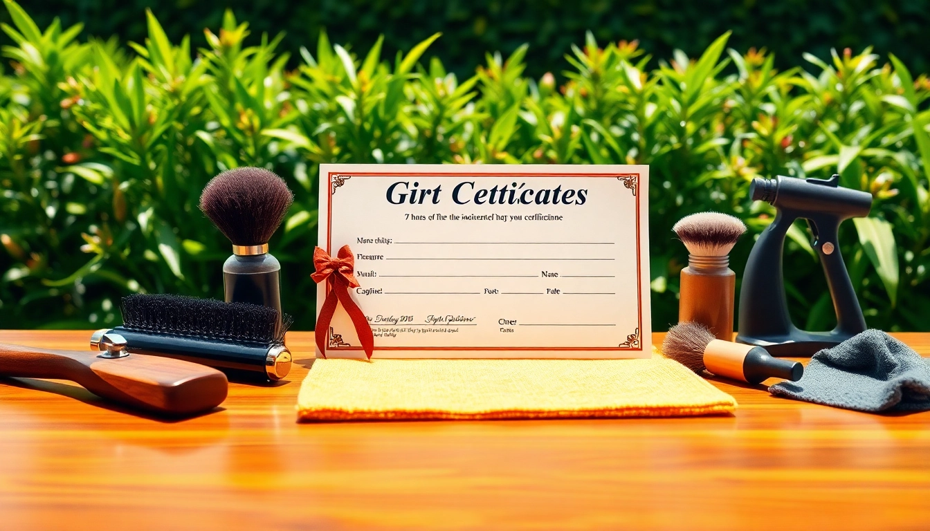 Showcase car detailing gift certificate on a wooden desk to highlight premium detailing services.