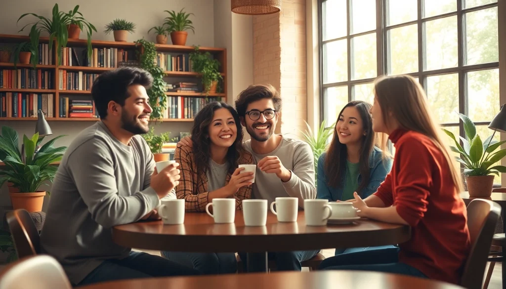 Capture of a cozy coffee shop scene illustrating the excitement of having a crush on someone.