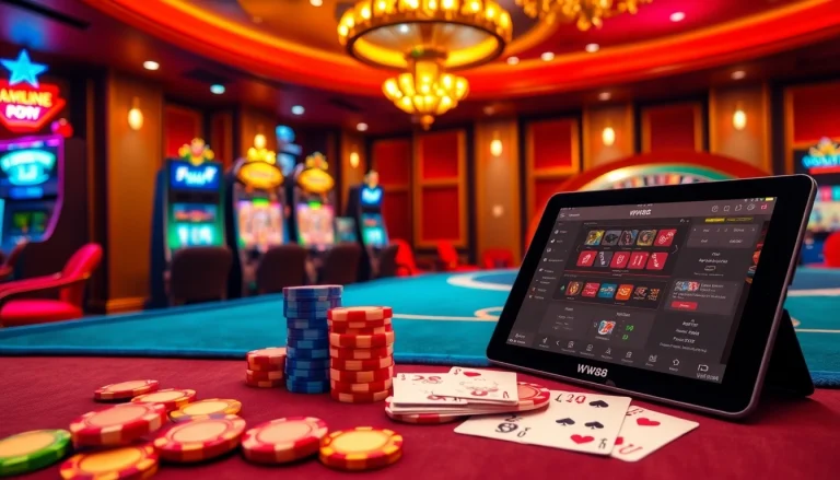 Experience excitement at WW88 casino with vibrant slot machines and poker action.