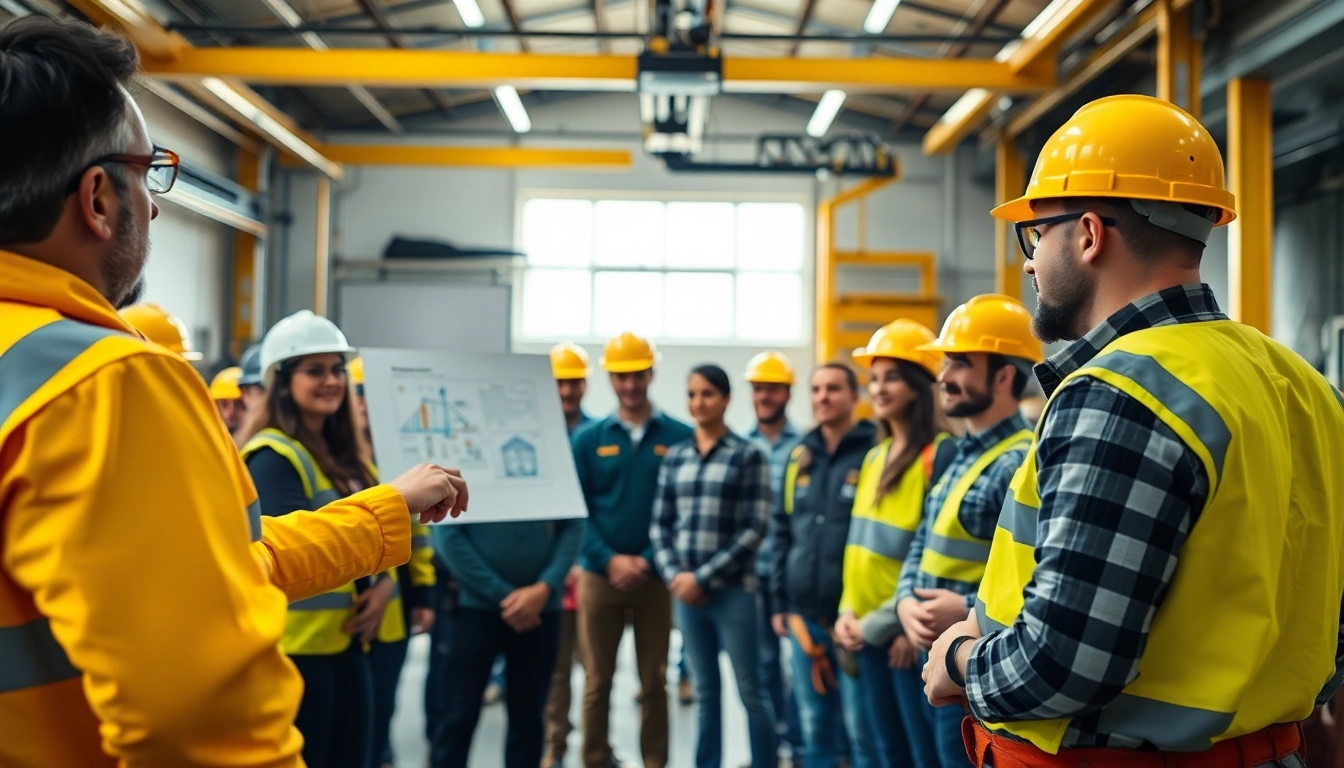 Engaged participants in construction safety training session focused on learning vital safety measures.