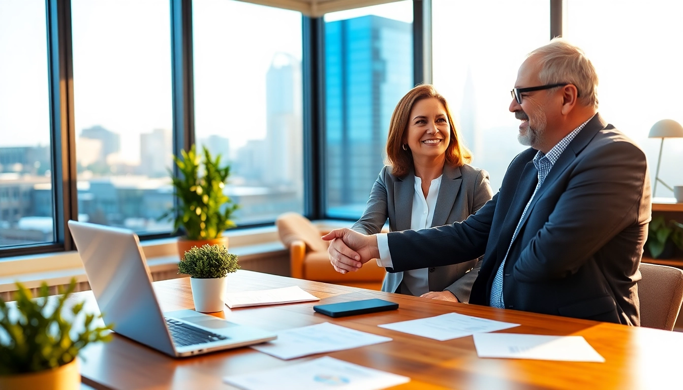 Trustworthy fiduciary financial advisor near me engaging with a client in a welcoming office environment.