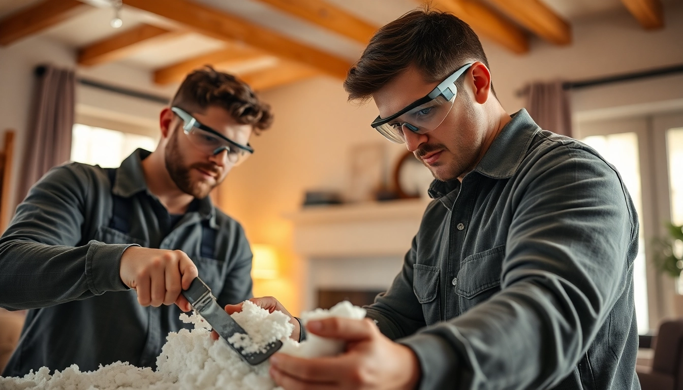 Experts performing spray foam insulation removal in a home, ensuring safe and effective execution.